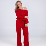 Off Shoulder Sweat Red Cherry