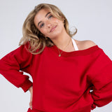 Off Shoulder Sweat Red Cherry