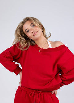 Off Shoulder Sweat Red Cherry