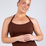 Elena Halter Neck Tank Dark Chocolate