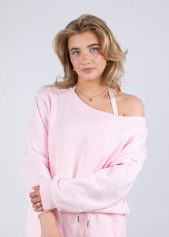 Off Shoulder Sweat Pink Milkshake
