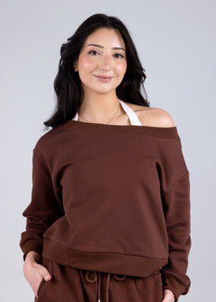 Off Shoulder Sweat Dark Chocolate