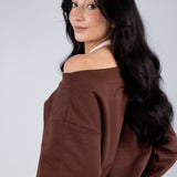 Off Shoulder Sweat Dark Chocolate