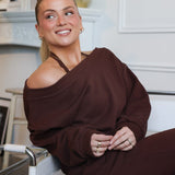 Off Shoulder Sweat Dark Chocolate